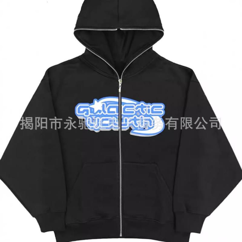 Dark Print Zip Up Hoodie Sweatshirt Men Women Casual Loose Fit Streetwear Daily Wear