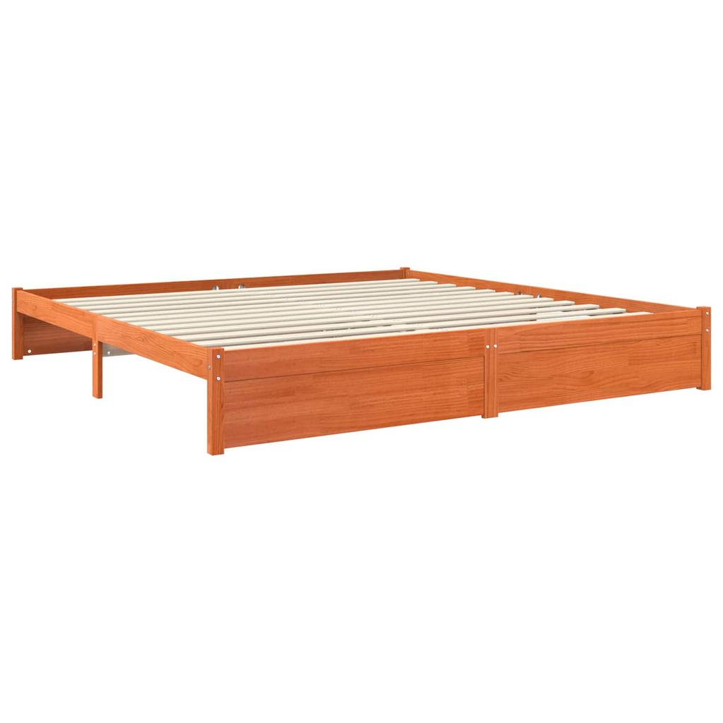 Bed Frame Wax Brown 180 X 200 Cm Solid Pine Wood