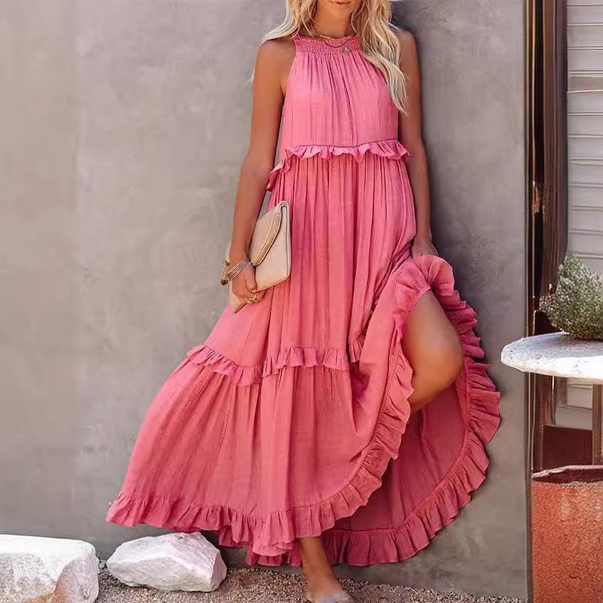 Abiti Lunghi Estivi Carini da Donna Senza Maniche Casual Svasati Taglie Forti Sexy Maxi Abito Occasioni Formali Festa Serale