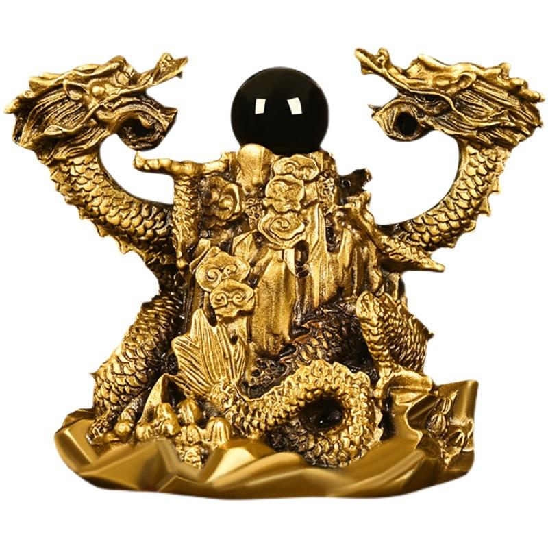 Bronze Auspicious Gold Wood Water Fire Earth Living Room Craft Zodiac Five Elements God Dragon