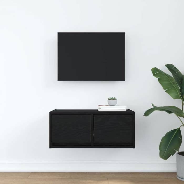 VidaXL TV Cabinet Black Oak 60x31x25.5 Cm Engineered Wood, TV Stand, Hi-fi Cabinet, Entertainment Center, TV Sideboard, 861492