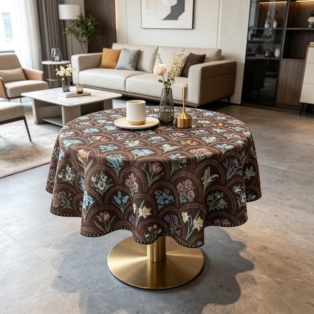 Kitchen Dining Table Living Room Home Use Cotton Fabric Round Tablecloth