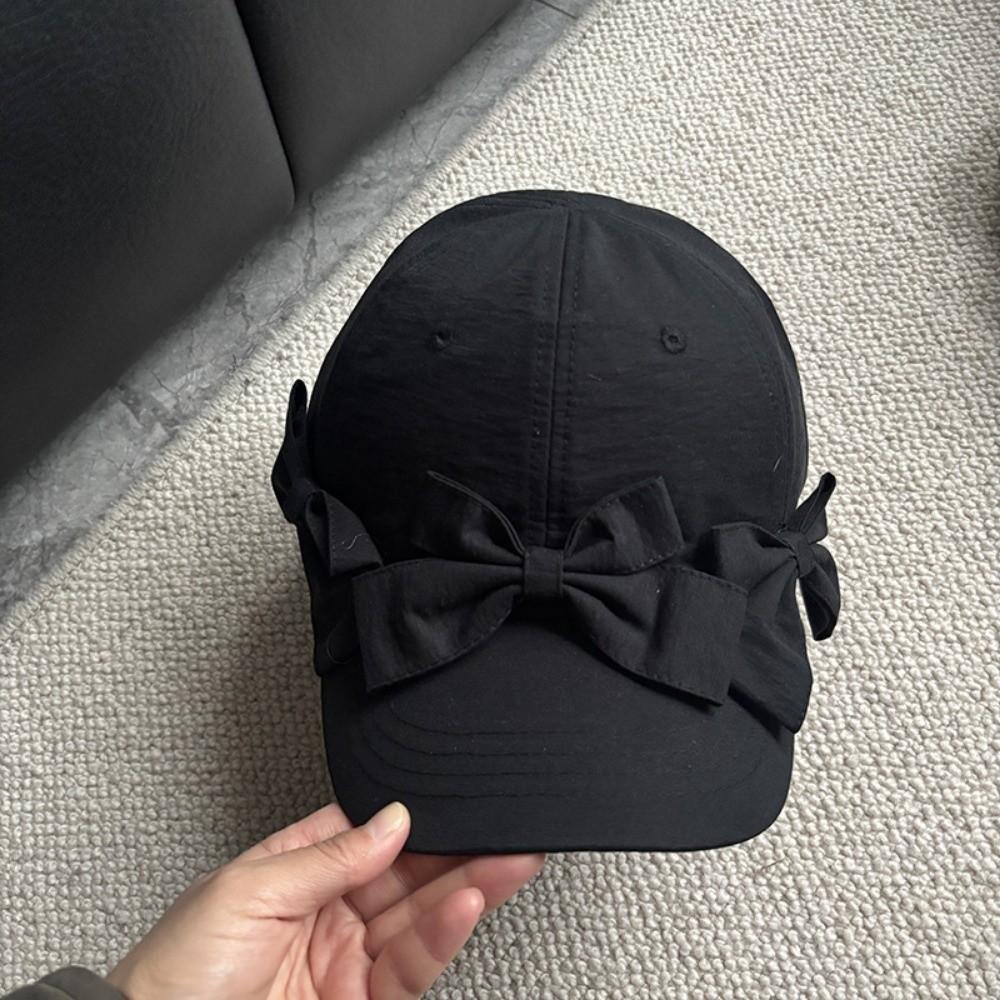 New Lightweight Bowknot Baseball Caps Solid Color Adjustable Duck Tongue Cap Breathable Sun Protection Hat Outdoor