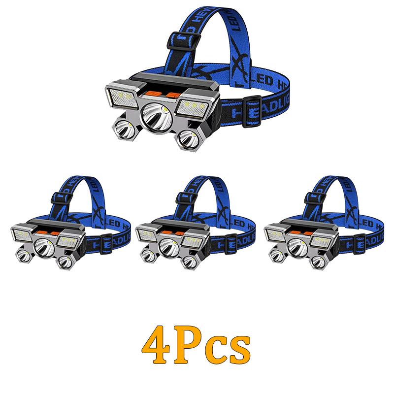 5 LED Headlamp Ultra Bright Headlight 4 Modes USB Rechargeable Waterproof for Outdoor Camping Hiking Fishing Cycling Running