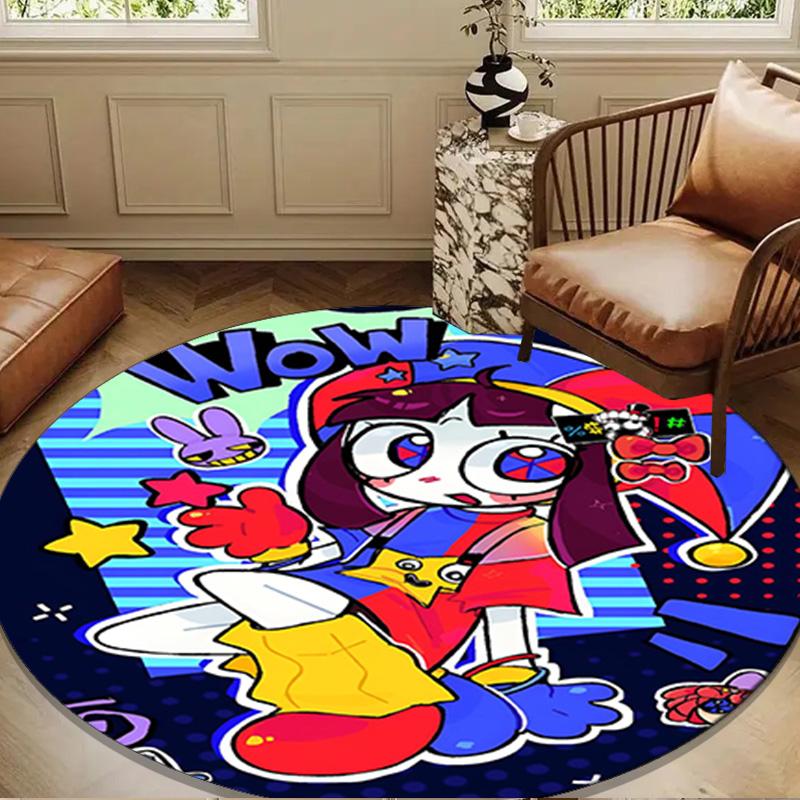 Digital Circus Adventure Round Rug for Livingroom,Bedroom, Palyroom, Chair Rug, Area rug, Circle Carpet, Large Size Decor Fan Christmas gift