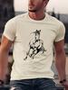 Neues Sommer Herren Reine Baumwolle High-End Lässig Locker Pferderennen Muster Bedruckt Rundhals Kurzarm T-Shirt Übergröße Top