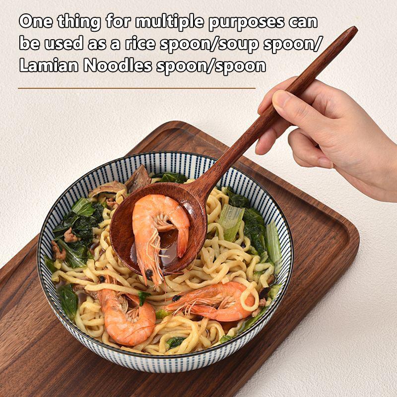 Long Handle Ramen Wooden Spoon Japanese Kitchen Cooking Utensils Tableware Serving Tablespoons Home Large Soup Ladle