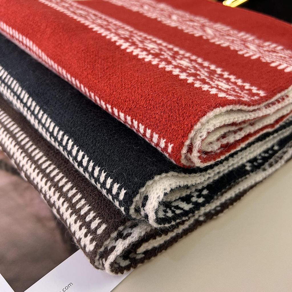 Damen Wollmischung Schneeflocken Strickschal - Dick Warmer Schlauchschal für Herbst/Winter 2025