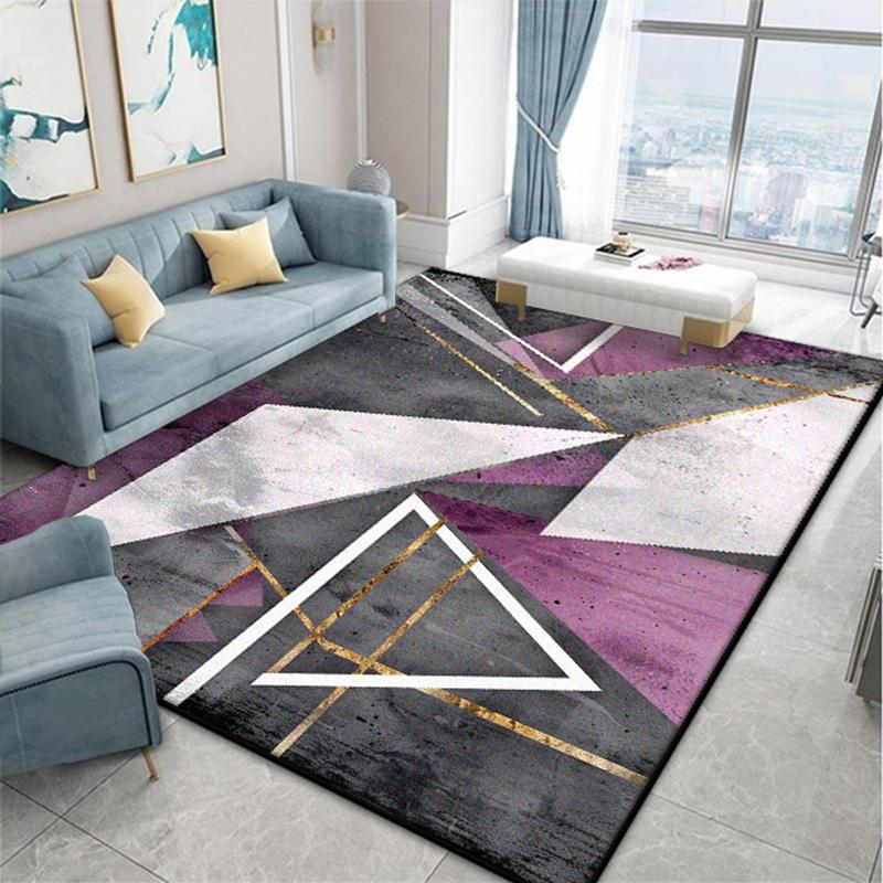 Nordic Geometric Living Room Carpet Modern Decoration Bedroom Bedside Fluffy Plush Rug Cloakroom Bathroom Non-slip Soft Door Mat