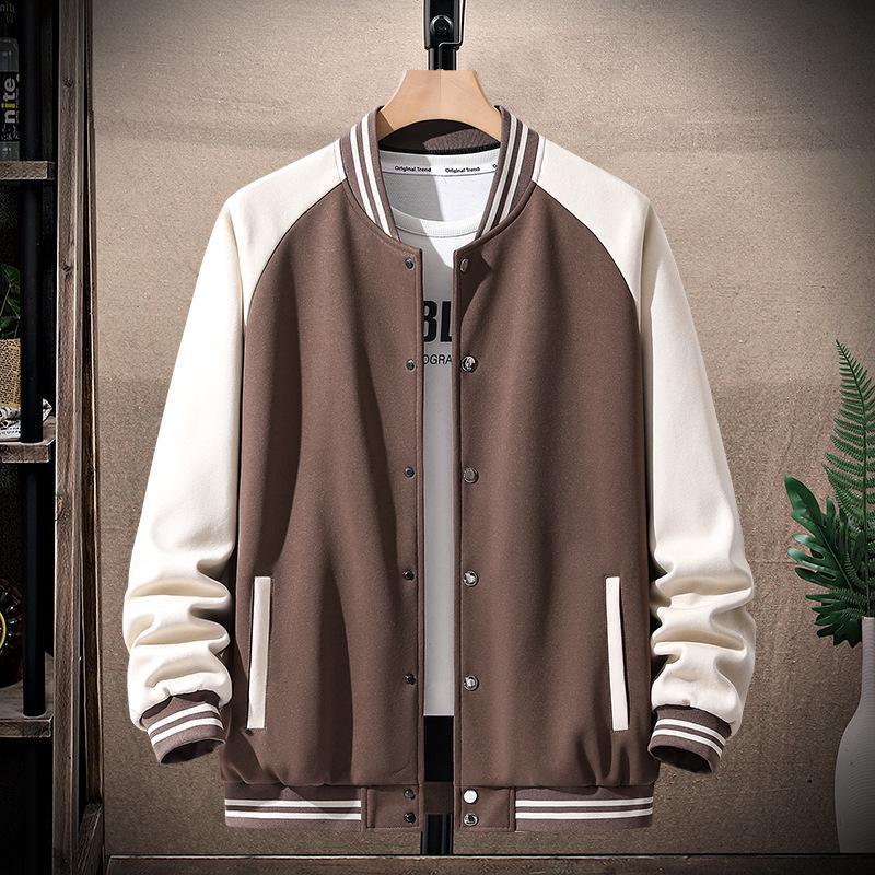 

Мужская свободная бейсбольная куртка осень 2024 года — модный повседневный стиль для подростков и студентов XL коричневый