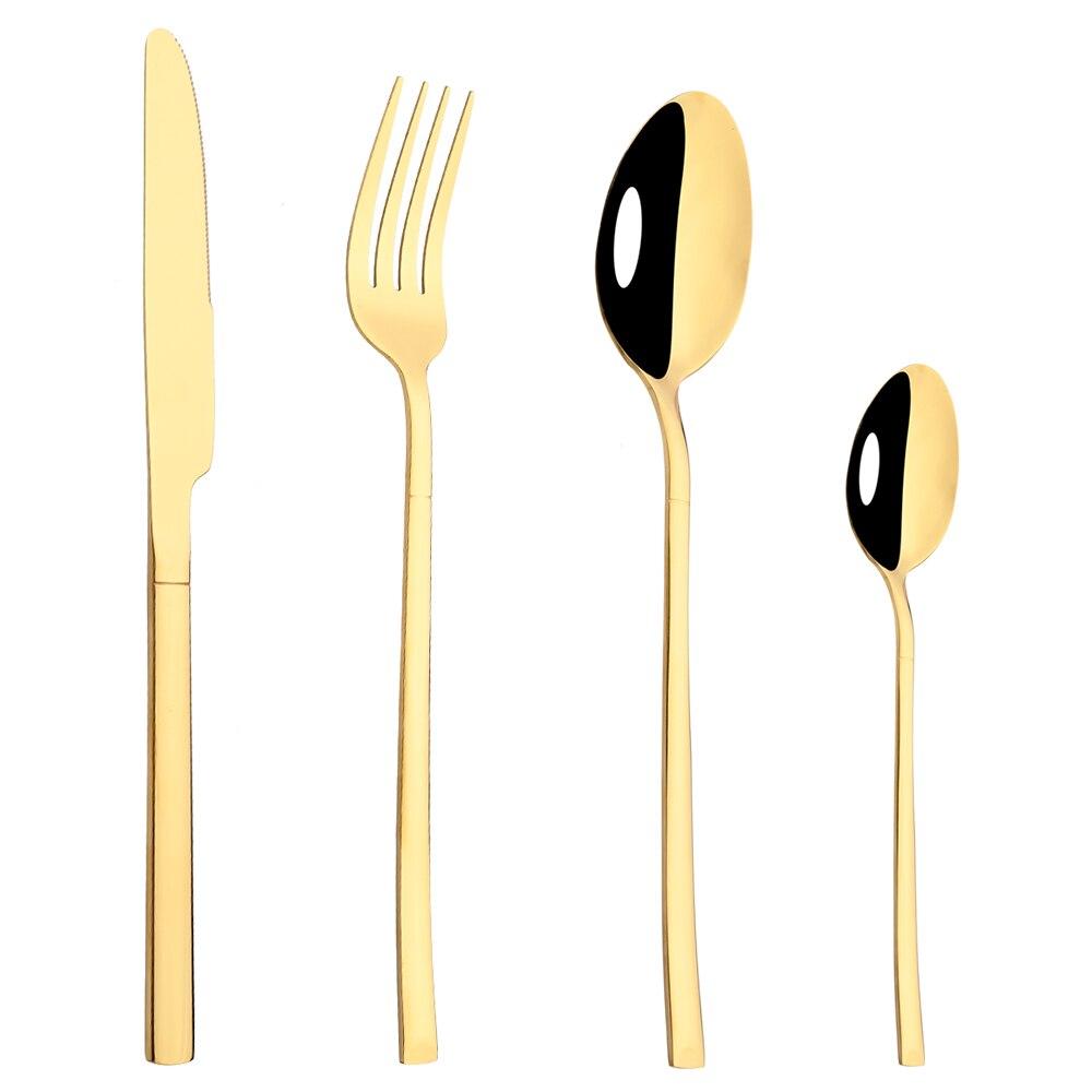 Blue Gold Mirror Dinnerware Cutlery Set Stainless Steel Tableware Set Home Knife Fork Coffee Spoon Flatware Silverware Set