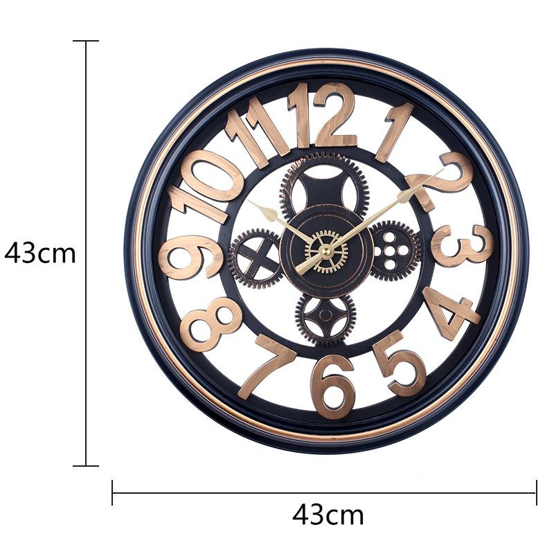 Gear Wall Clock Industrial Mechanical Style Retro Clock Hollow Living Room Clock Shop Decoration Silent Clock