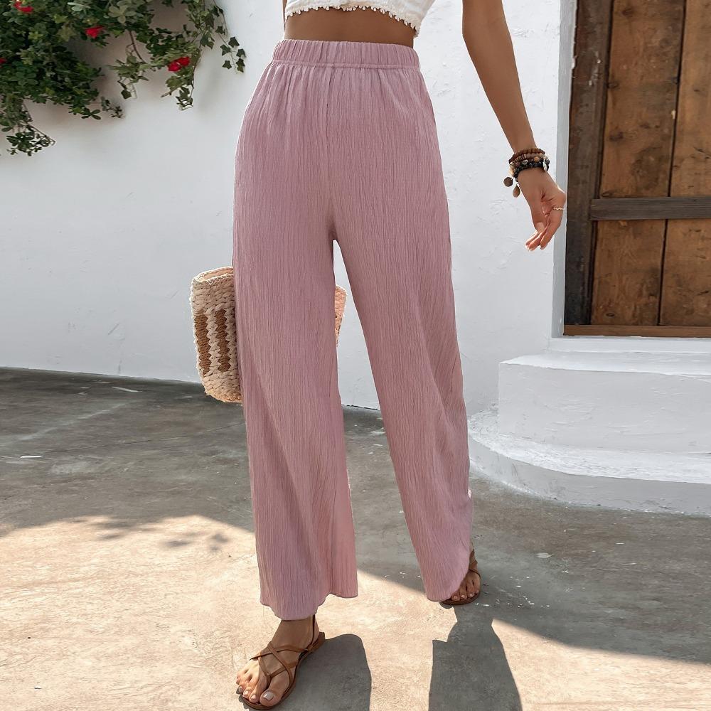 Pantalon Décontracté pour Femme Ample Amincissant Plissé Jambe Large