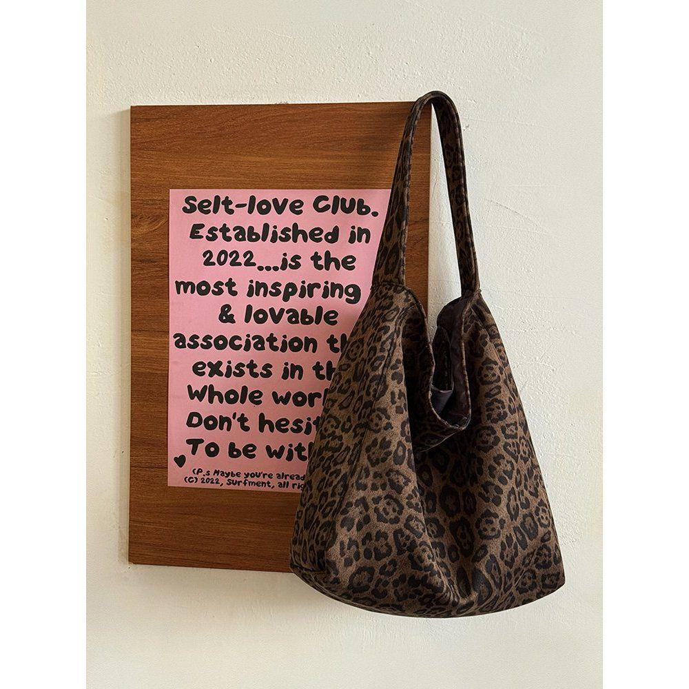 

Вельветовая сумка-тоут с леопардовым принтом - Большая вместительная сумка на плечо в корейском стиле для женщин, Осень/Зима цветной печати леопарда