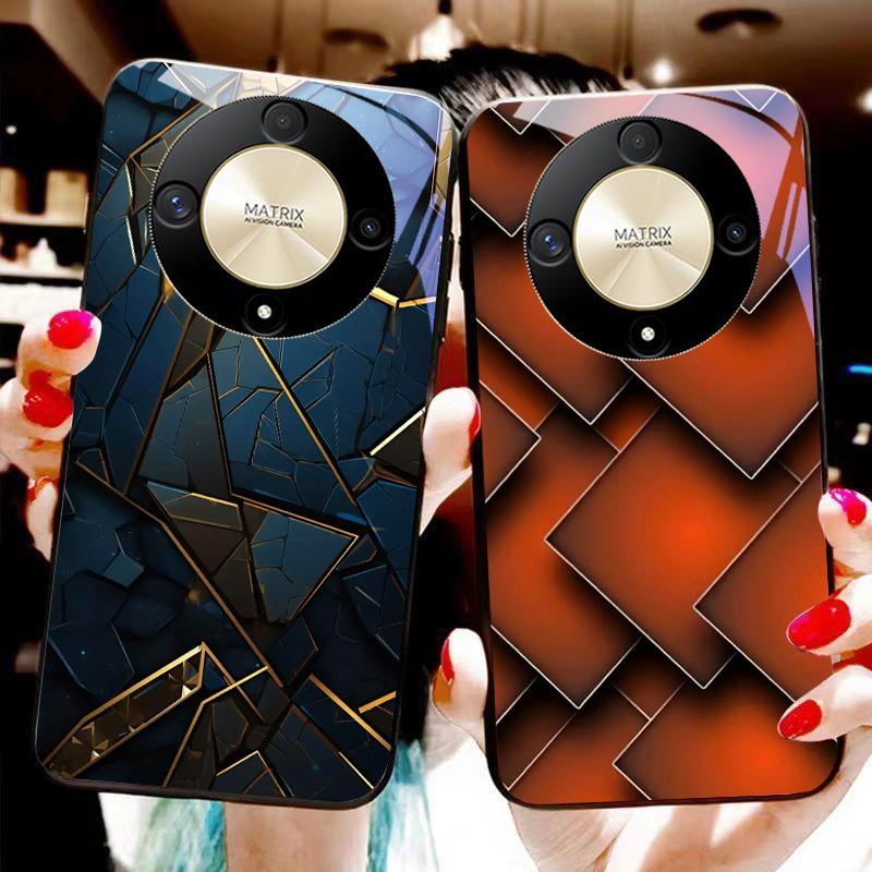 Geometric Stones For Honor 50 70 30 90 200 X5 X5b Plus X6 X8 4G 9 X9c Smart 30 Max Magic 4 5 Pro 7 Lite Glass Phone Case