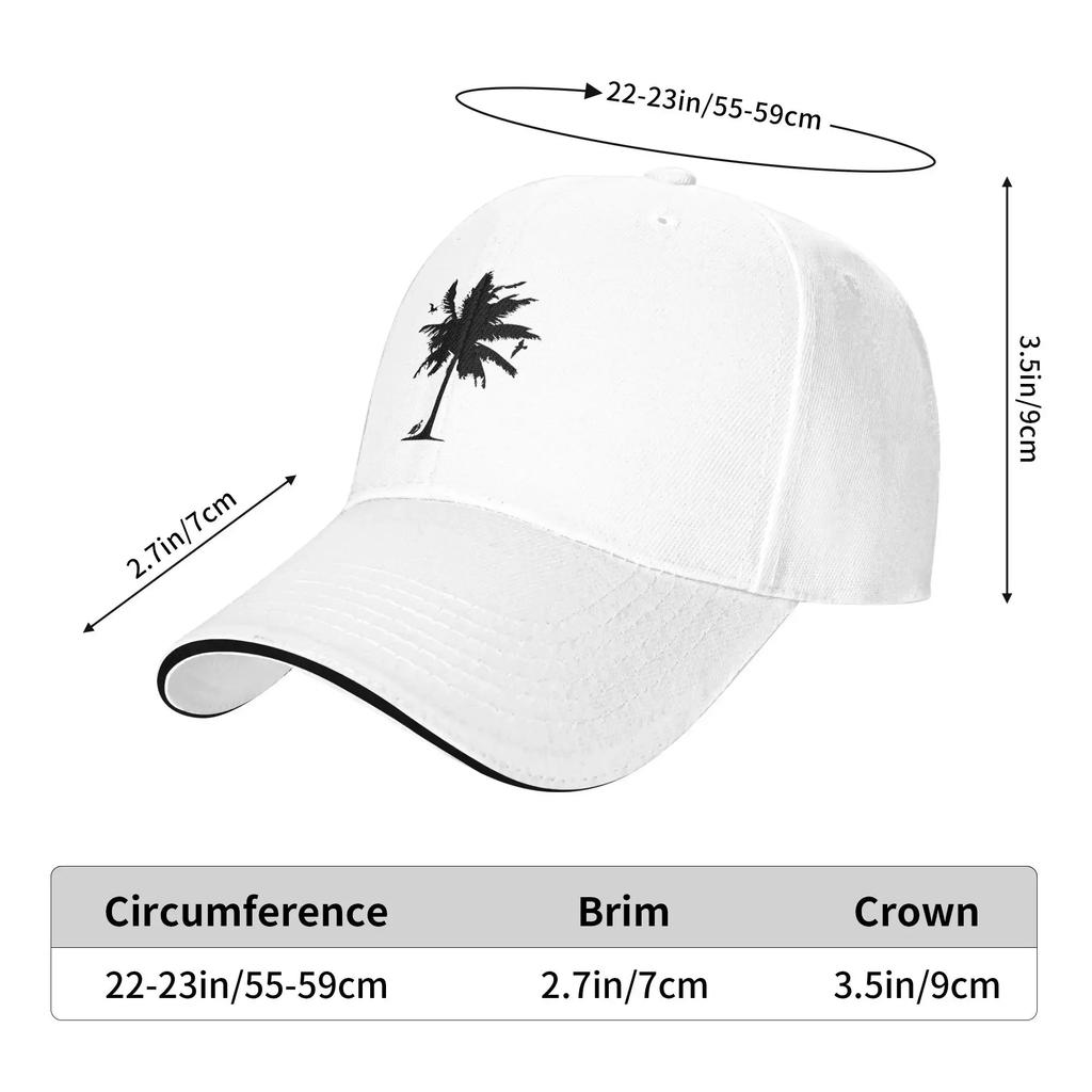 Coconut Tree and Birds Baseball Cap  Unisex-Teens Print Hip Hop Hats Summer Street Style Running Hippie Adjustable Snapback Cap