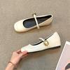 Korean version of versatile one-word belt single shoes casual women's shoes summer French retro Mary Jane shoes flat shoes small leather shoes