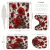 4-teiliges Badezimmer-Duschvorhang-Set Rote Rose Badezimmer-Vorhang mit 12 Haken Rutschfeste Teppiche WC-Deckelmatte Badezimmer-Trennwand