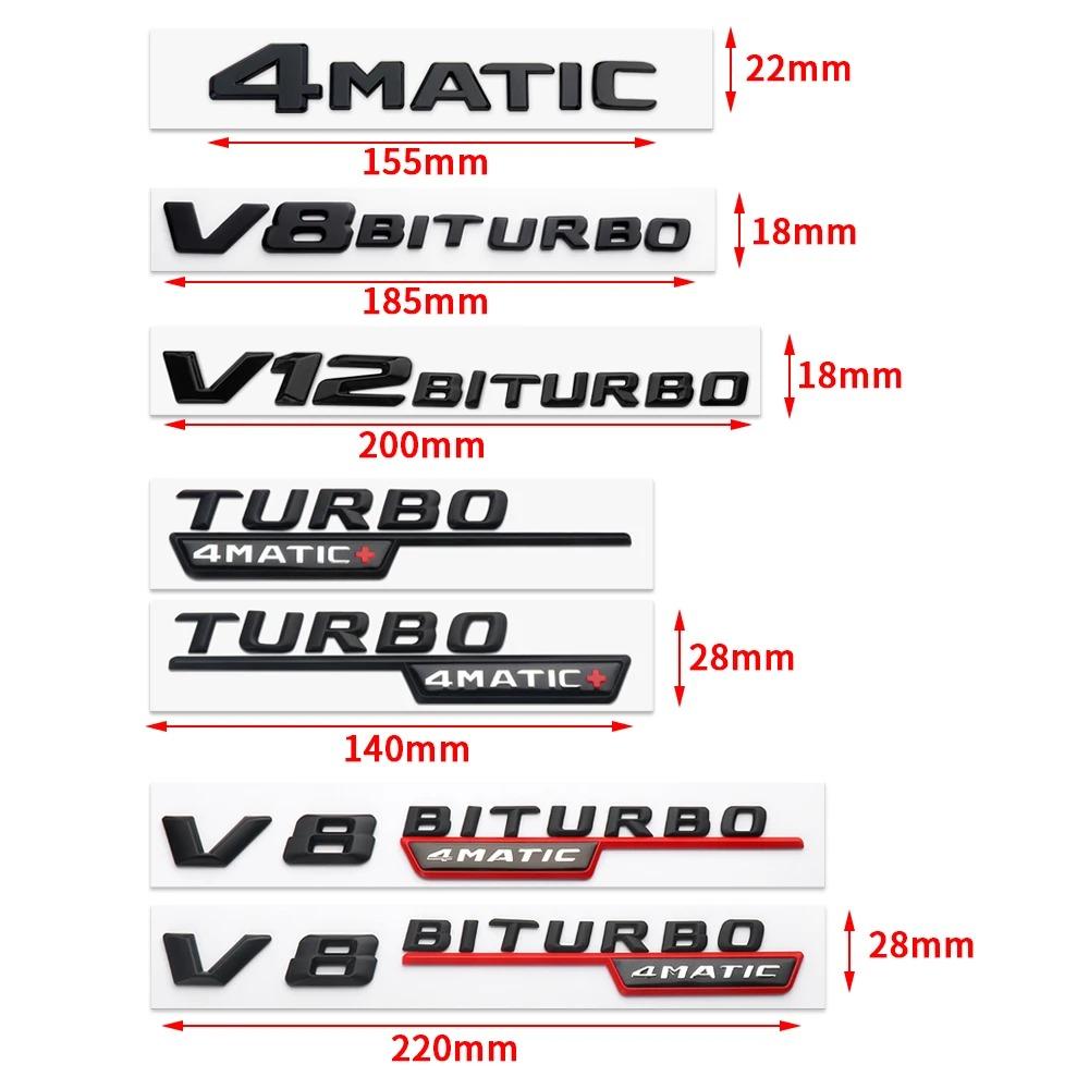 New 80% ABS BITURBO 4Matic Turbo Car Trunk Sticker Emblem For Mercedes Benz W108 W124 W126 W140 W168 W169 W176 W177 W190 W201 W