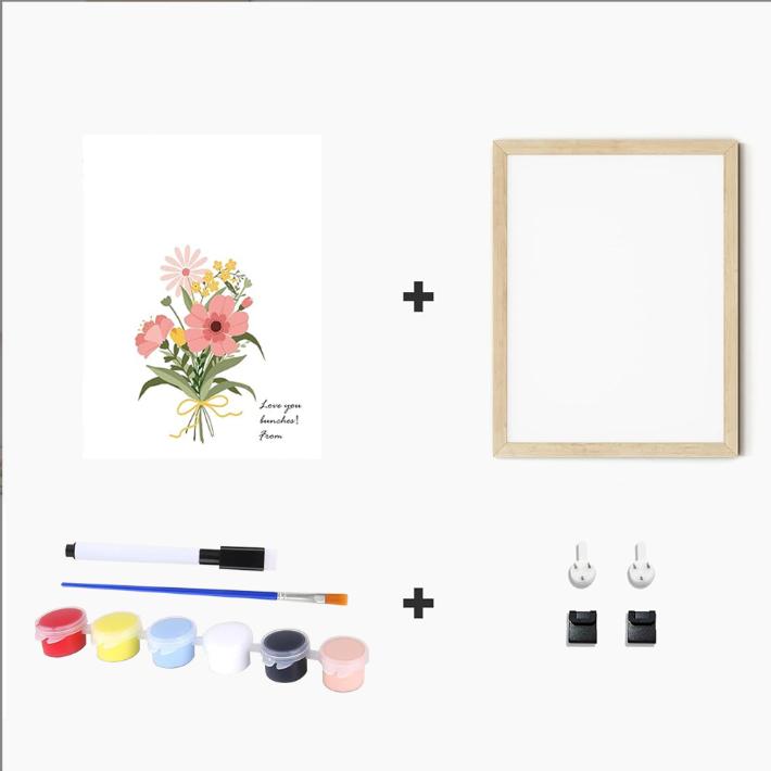 Flower Bouquet Handprint Art Craft DIY Kit, Unique Gifts for Mom from Daughter or Son for Mother's Day Birthday Christmas Grandma .(44*34cm, with