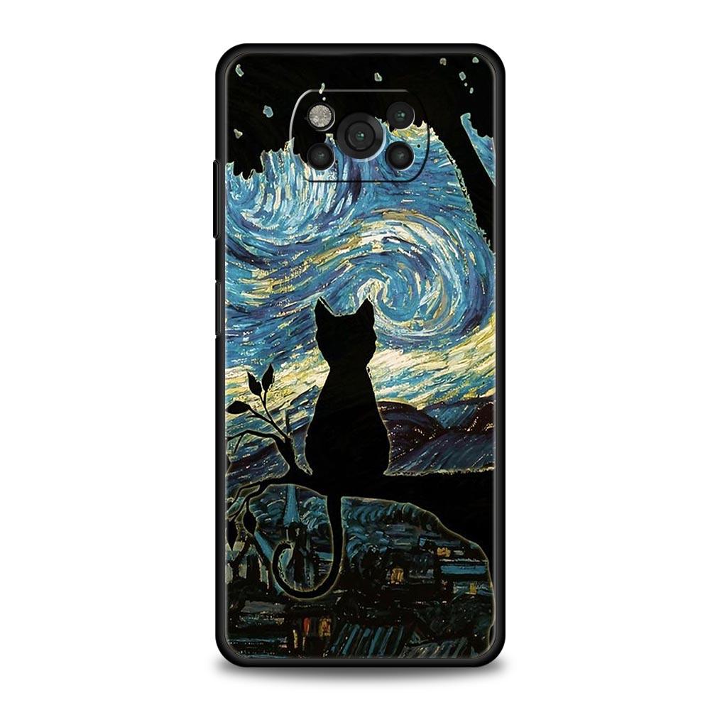 Black Cat Cartoon Cute Phone Case For For Xiaomi Poco X5 Pro X4 X3 NFC F5 Pro F4 F3 GT M5 M4 Pro 5G M3 C51 C50 C55 Soft Cover