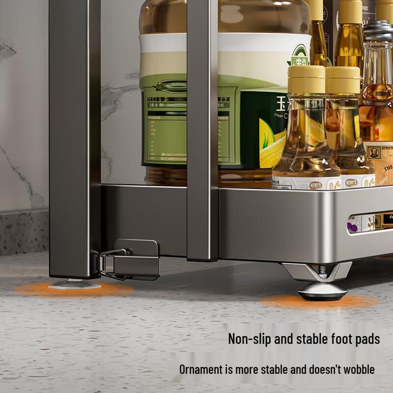 2-Tier Folding Stainless Steel Kitchen Storage Rack