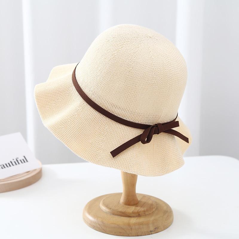Women's Bow Fisherman Hat Straw Hat Sun Protection and Sunshade Hat Spring and Summer