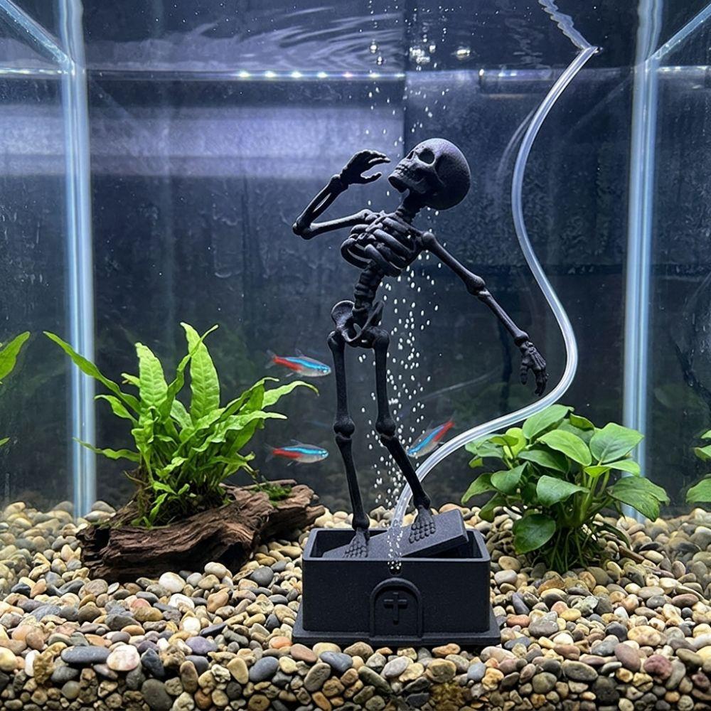 Luminous Fish Tank Dance Skull Bubbler Movable Skeleton Fish Tank Bubbler Aquatic Products