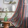 Rote Böhmische Gestreifte Baumwollleinen Vorhänge für Wohnzimmer - Retro-Stil