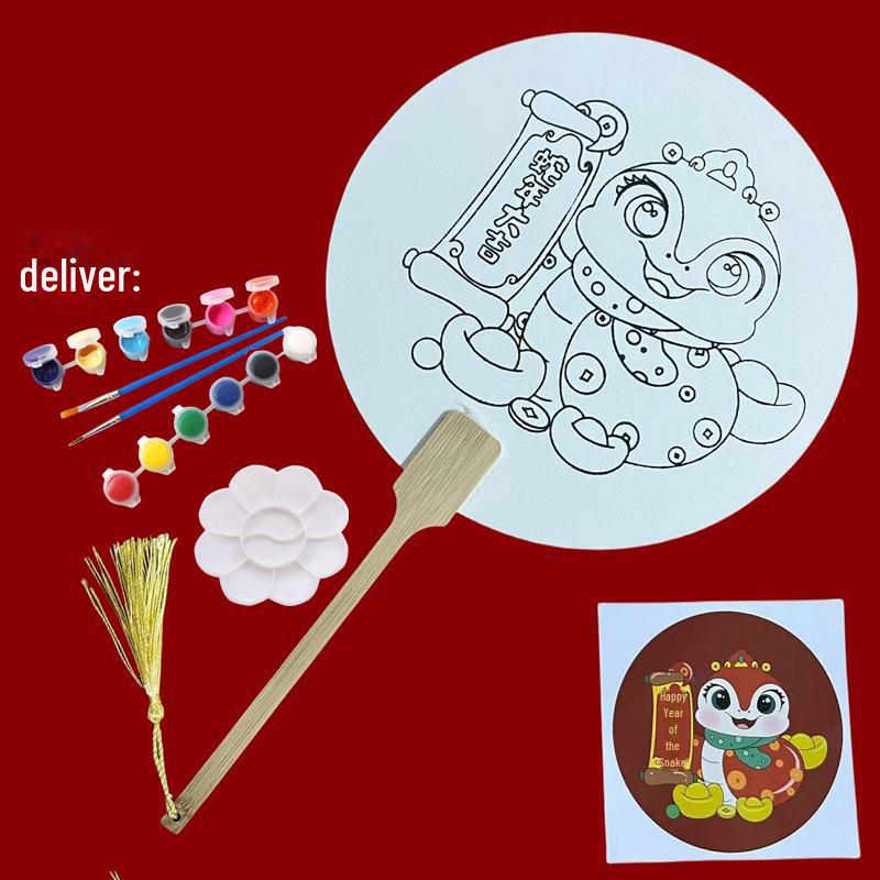 Thickened Rice Paper Round Fan for Chinese Watercolor & Calligraphy: DIY Ancient Ink Painting Kit