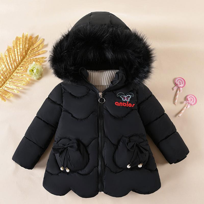 Children's Winter Coat Little Girl Cotton-padded Jacket Thickened Fashion Down  Jacket Girl's Medium Long Super Cute  Jacket