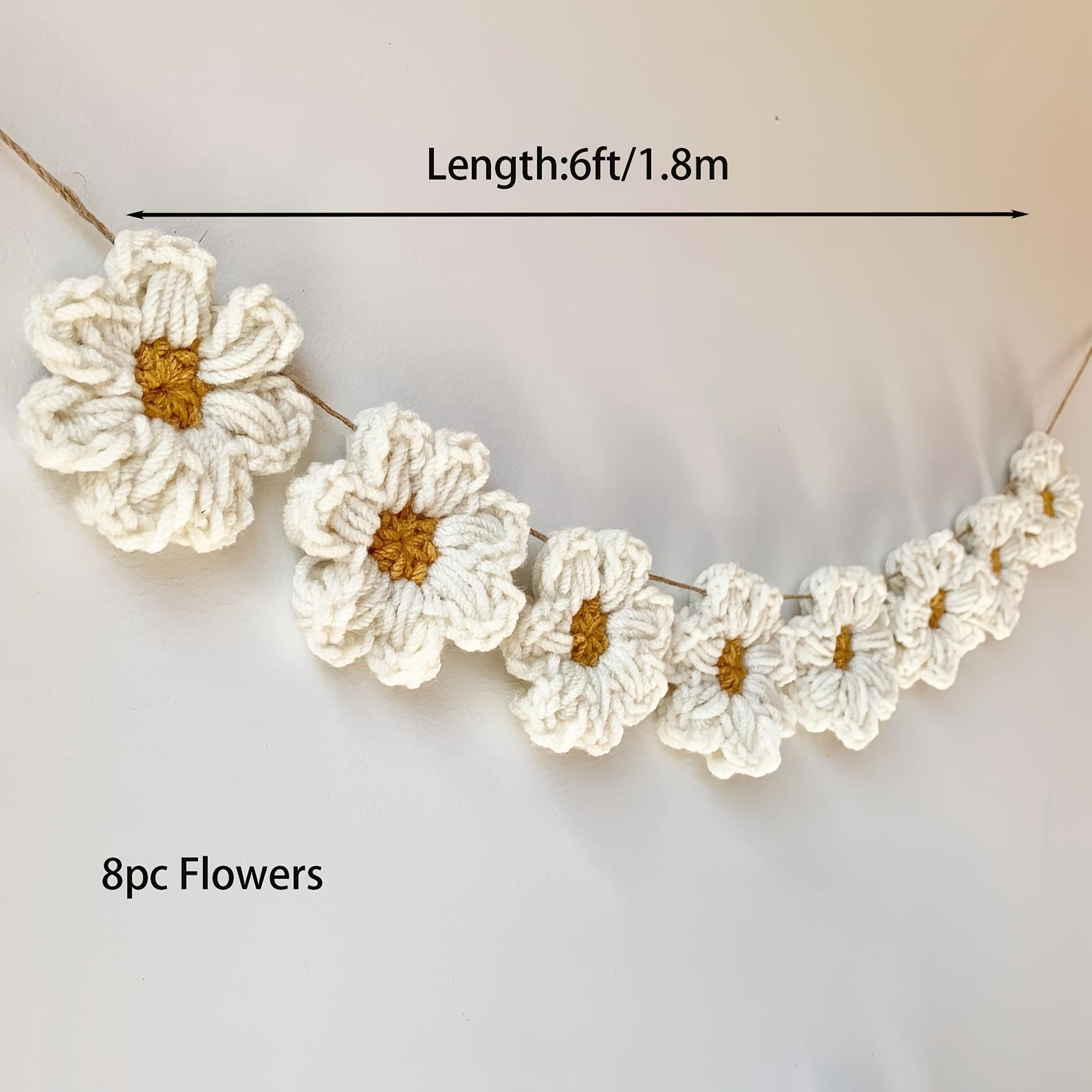 

1Set Handmade Crochet Daisy Garland | White Daisy Wall Hanging for Baby Shower, Wedding, Birthday, Living Room, Bedroom Decor
