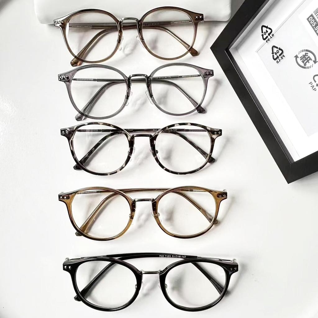 Retro Tortoiseshell Frame Square Round Face Large Frame Glasses Myopia Can Be Matched With Degrees Women'S Plain Face White Metal Frame Frame Frame