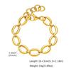 Stylish Gold Interlink Oval Chain Bracelet - Women's Stainless Steel Geometric Jewelry