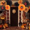 5sets Black and Orange Party Decorations Hanging Paper Fans Party Decorations for Basketball Birthday Graduation Gothic Halloween Tissue Paper Fans