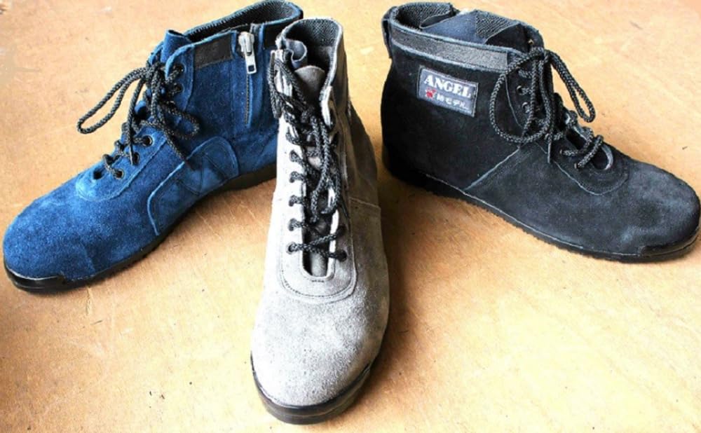 Tsubaki Model Safety Velor Zipper Mid Length CHS29 JIS Made In Gray Shoes, Lace-up, Included, Standard, Japan, 25.0cm