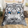 White Tiger Duvet Cover Set Queen Size Wildlife Comforter Covers Animal Print Bedding Set For Boys Girls Kids Art Bedroom Decor