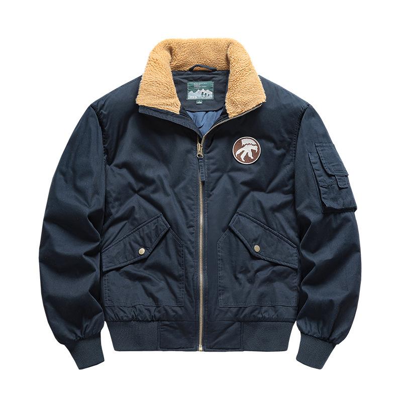Winter Men's Fleece Cargo Jacket Top Men's Flight Suit Plus-size Coat Men