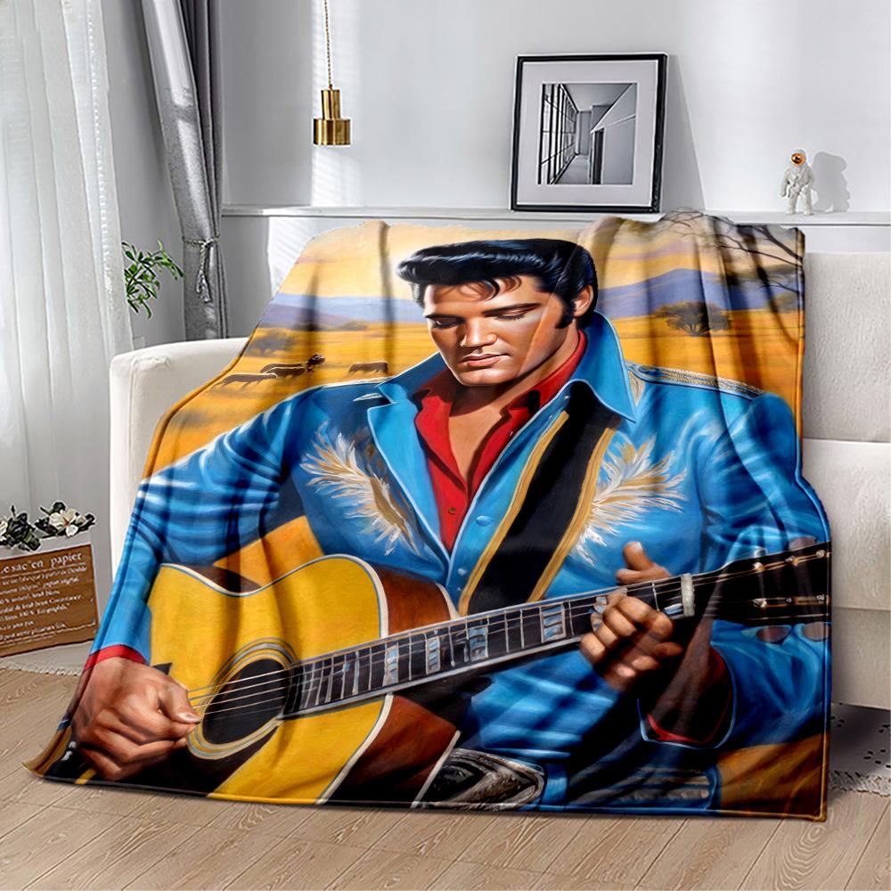 Rock Roll Legend Elvis Presley Blanket Soft Warm Cozy Suitable for Bed Picnics Chair Four Seasons Multipurpose Modern Style
