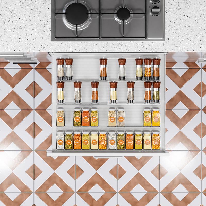 Kitchen Drawer Seasoning Bottle Storage Rack Stepped Style Multiple Layers Cabinet Organizer Adjustable Spice Jars Display Stand