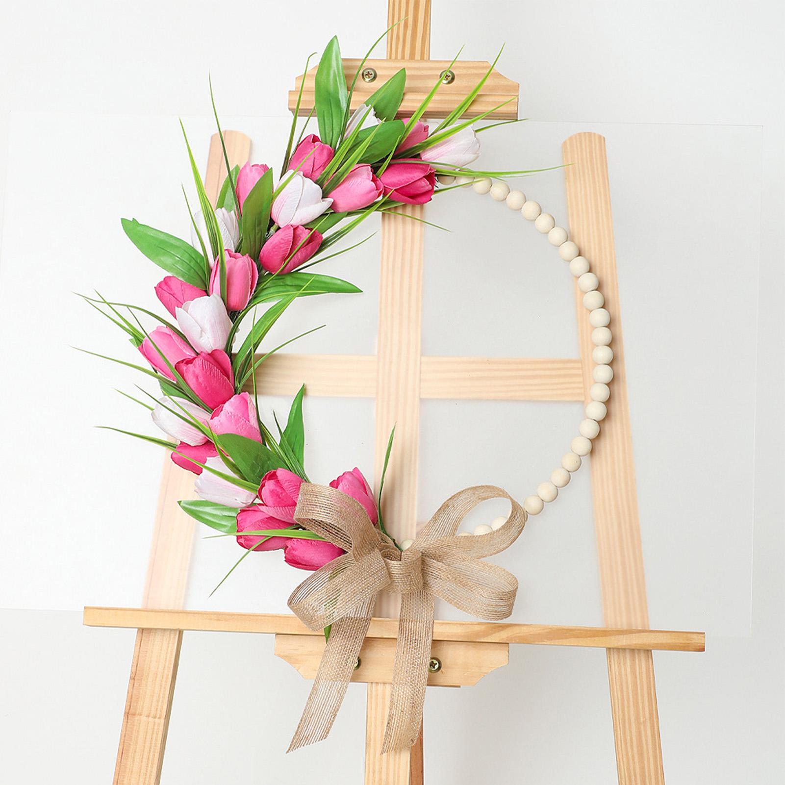 

Spring Wreath for Front Door 13.8in Artificial Flower Wreath for Home Wall Easter Holiday Party