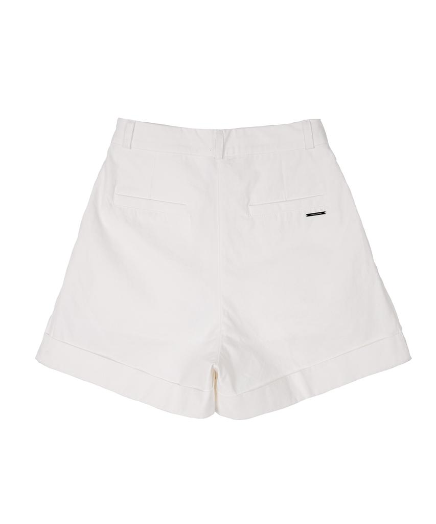 HARDCORE HAPPINESS One-Pleat Cuff Classic Shorts_White