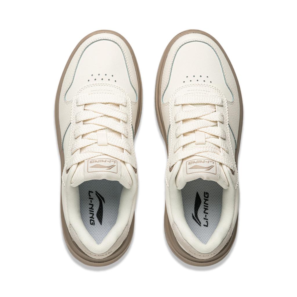 Li Ning Cloud Sky Casual Versatile Thick Sole Height Increasing Non-Slip Wear-Resistant Breathable Low-Top Skate Shoes Women sneaker White AGCU320-2