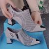 Modne letnie obcasy dla kobiet Hollow Mesh Fashion Sexy Pointed Toe damskie pojedyncze buty 2024 damskie kliny czarne sandały Zapatos De Mujer
