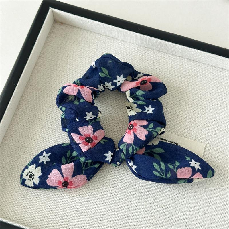Neuer Stil Chiffon große Schlaufe kleines florales leichtes und frisches Stoff-Pferdeschwanz-Haarband für Damen, vielseitig und für alle Anlässe geeignet.