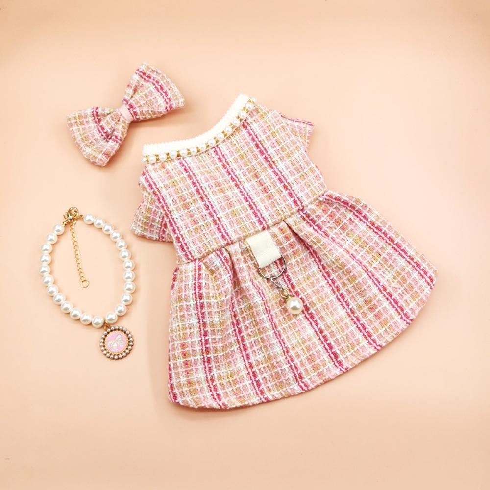 Soft Dog Bow Pearl Coat Cute Cat Skirt Fashion Pet Windbreaker  for Kittens Puppy