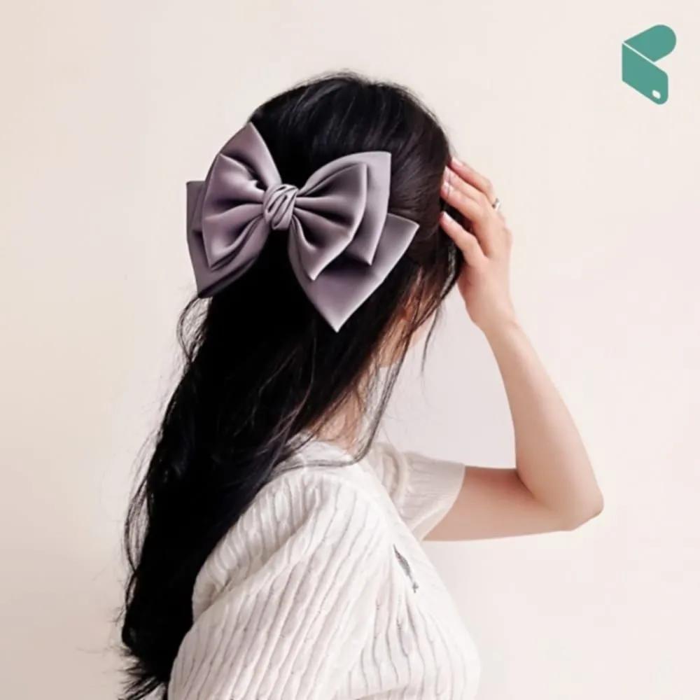 Hairpin Angel Scrunchie Silk 3-Tier Knot Gray Hair Ornament Ribbon Pin Lovely Point Commerce Pick JL