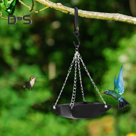 Hanging Bird Feeder Outdoor Hummingbird Feeders Faux Leather Feeding Tray Metal Mesh Attracting Wild Birds Square Platform