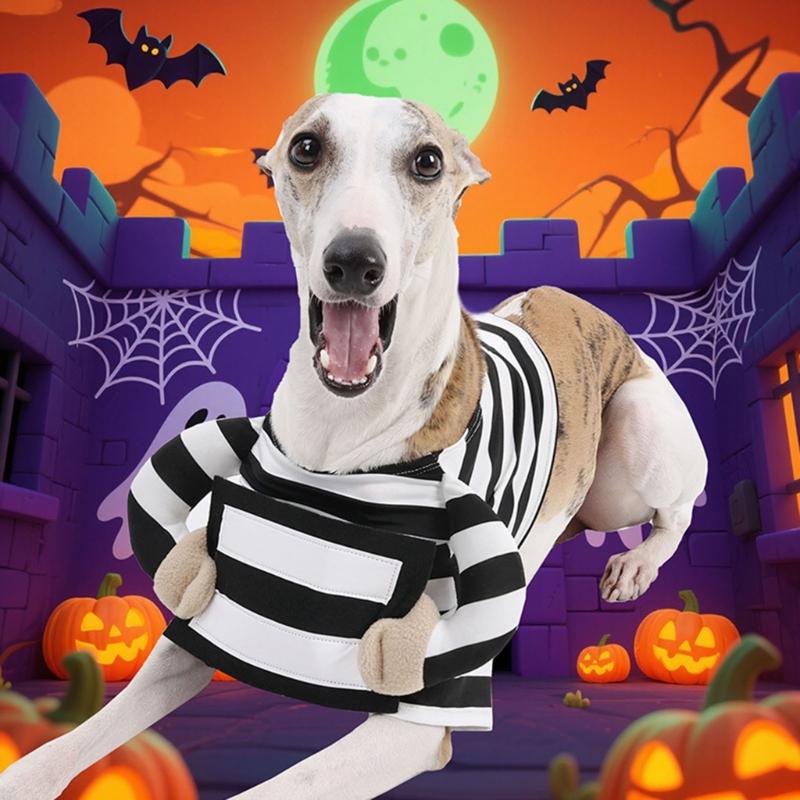 Pet Prisoner Costume Entertaining Festival Outfit Party Wear for Small To Large Cats Dog Masquerade Birthday Celebration