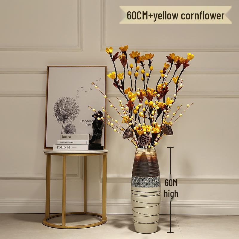 Large European-Style Porcelain Floor Vase for Dried Flowers - Artistic Living Room Ceramic Decoration